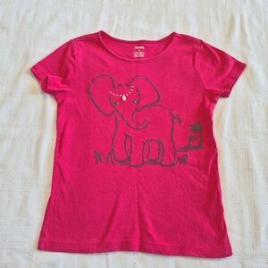 Gymboree girls size 10 pink shirt with elephant embroidered has gems VGUC